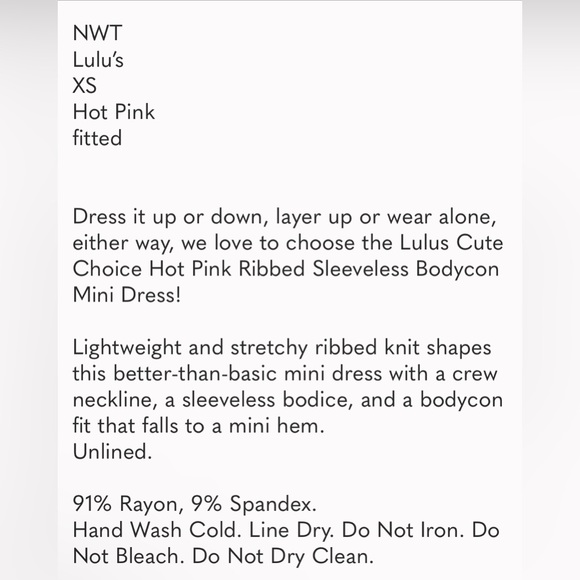 𝐍𝐖𝐓 𝐋𝐮𝐥𝐮’𝐬 𝐇𝐨𝐭 𝐏𝐢𝐧𝐤 𝐑𝐢𝐛𝐛𝐞𝐝 𝐁𝐨𝐝𝐲𝐜𝐨𝐧 𝐃𝐫𝐞𝐬𝐬 - Picture 5 of 5